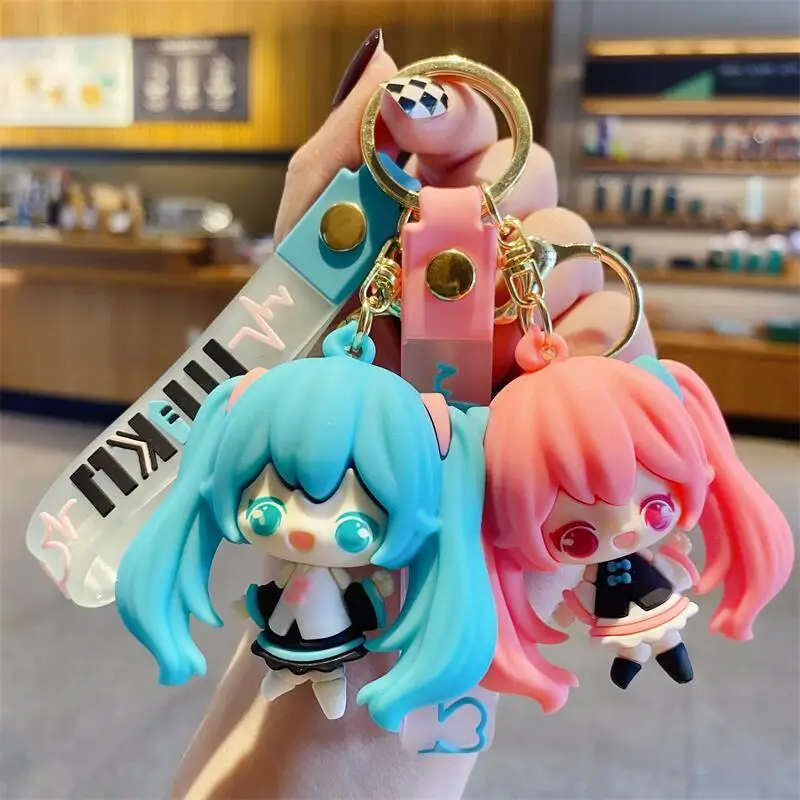 

New Style Cartoon Hatsune Miku Keychain Pendant Q Version Cute Beautiful Girl Car Keychain Cute Bag Keychain Couple Pendant