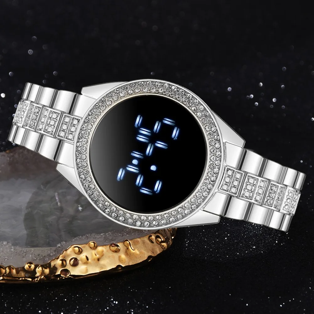 2024 Simple Date Time Watches for Female Digital LED Touch Women Watch Diamond Waterproof Ladies Wristwatches Reloj Mujer