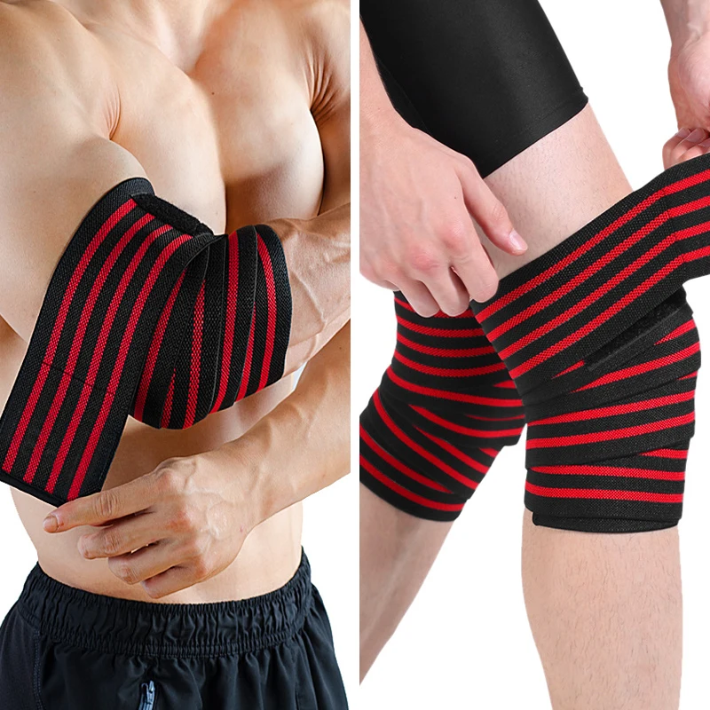 1 STÜCK Fitness-Kompressionsgurte 100/170 cm Ellenbogenschützer für Bankdrücken Knieschützer für Kniebeugen Wickelunterstützung Sportspangen
