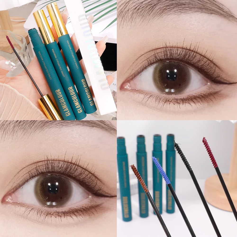 Wasserdichte bunte 5d Volumen Mascara dauerhafte schnell trocknende blau schwarz braun Curling verlängern lange Wimpern Seide Verlängerung Kosmetik