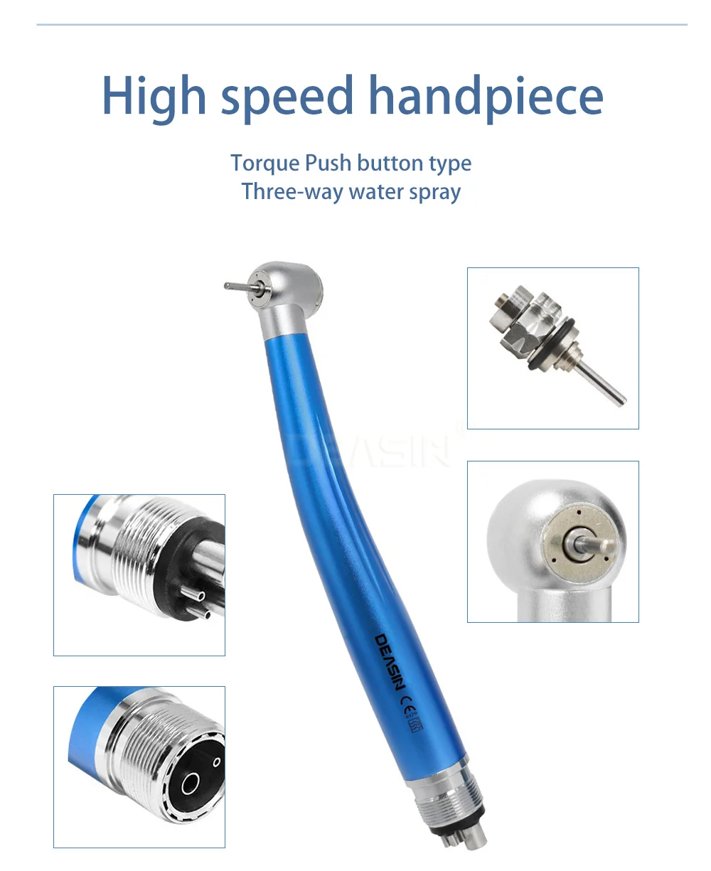 5-teiliges Set Dental Hoch- & Niedriggeschwindigkeits-Handstücke, Bunte Gerade Winkelstücke, Luftmotor, Einweg-Wasserspray, Luftturbine 2/4 Löcher – Detail 3