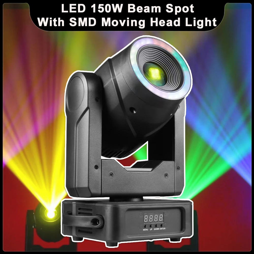 

YEUR New LED 150W Moving Head Light Beam Spot With RGB 3IN1 Ring 3 Prism Dj Dmx Stage Lights Party Wedding Bar Stage Effects