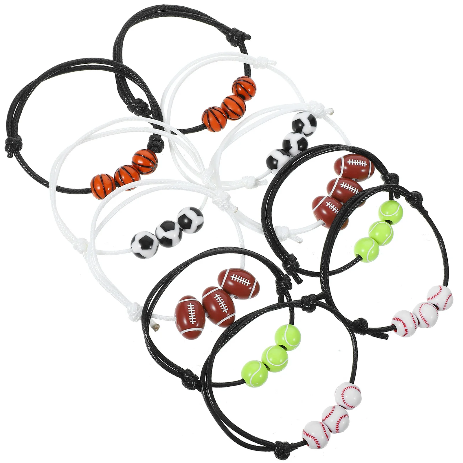 10Pcs Sports Ball Bracelet Stylish Adjustable Sports Themed Wristband Party Beach Christmas Accessories Trendy Gift for