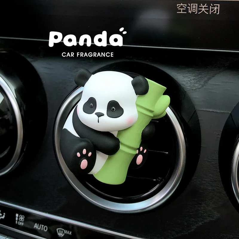 Panda Bamboo Blessing Car Ornaments Aromatherapy Car Air Outlet  Perfume Diffuser Stone Decorative Accessories Universal