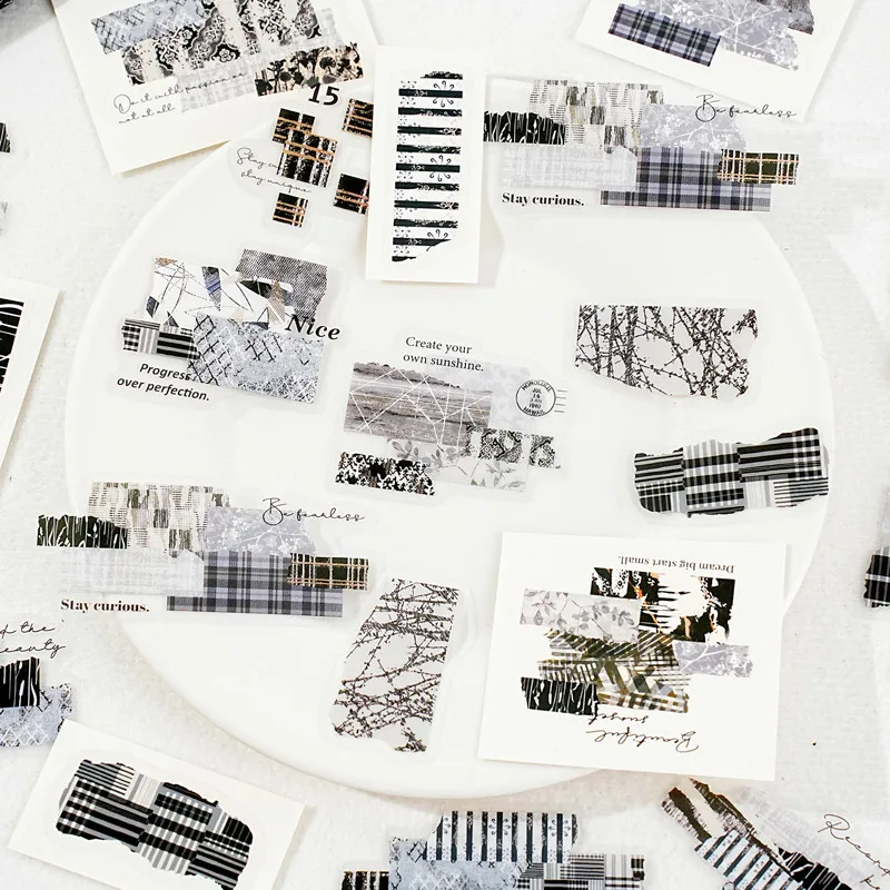 40 Stück PET-Scrapbooking-Aufkleber für Journaling-Zubehör, dekorative Bastelaufkleber für Junk Journals, Verzierungsaufkleber