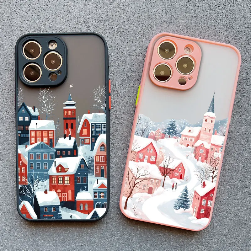 

Winter Snow Street Scenery Phone Case For iPhone 17 Pro Max 16 15 Pro Max 14 Plus 13 Mini 12 11 Pro Max Shockproof Back Covers
