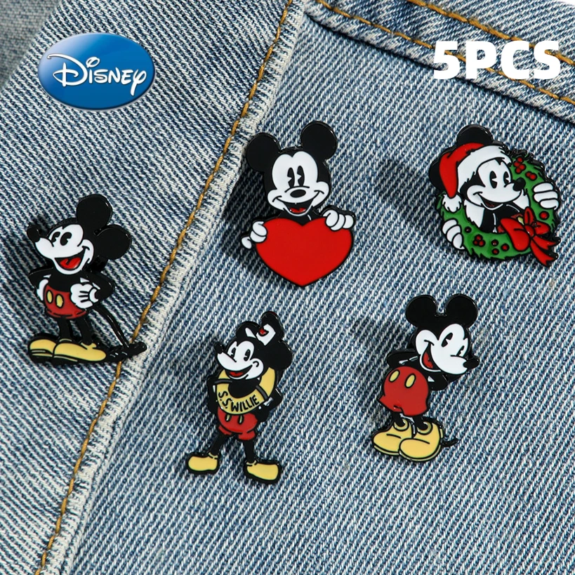 

1set Disney Cartoon Brooch Creative Love Mickey Mouse Enamel Pin Metal Badge Christmas Jewelry Clothing Backpacks Accessories