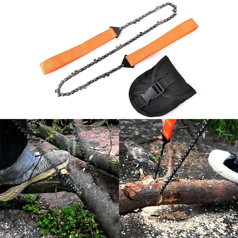 Portable Survival Chain Saw Chainsaws Camping Hiking Tool Pocket Hand Tool Pouch Outdoor Pocket Chain Saw Woodworking tools