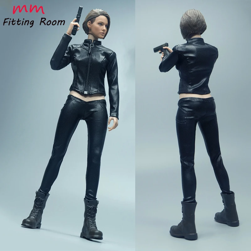 1/6 Scale female clothes tight leather coat jacket black leather pants fit 12 inches action figure