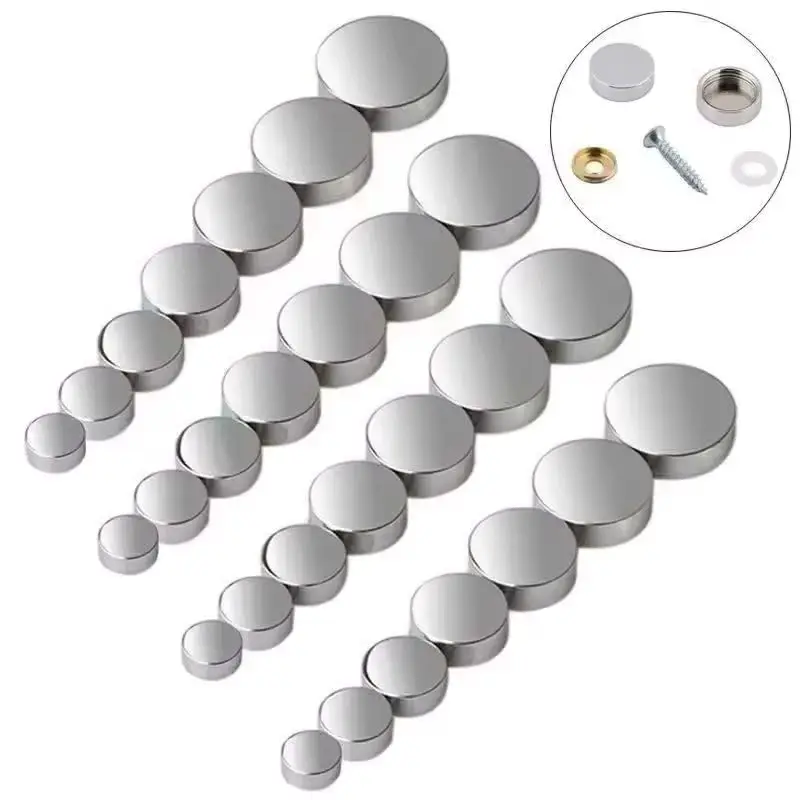 

200PCS Brass Glass Mirror Nails Acrylic Sign Billboard Advertising Nails Cabinet Furniture Decorative Cover Caps Screws Chromed