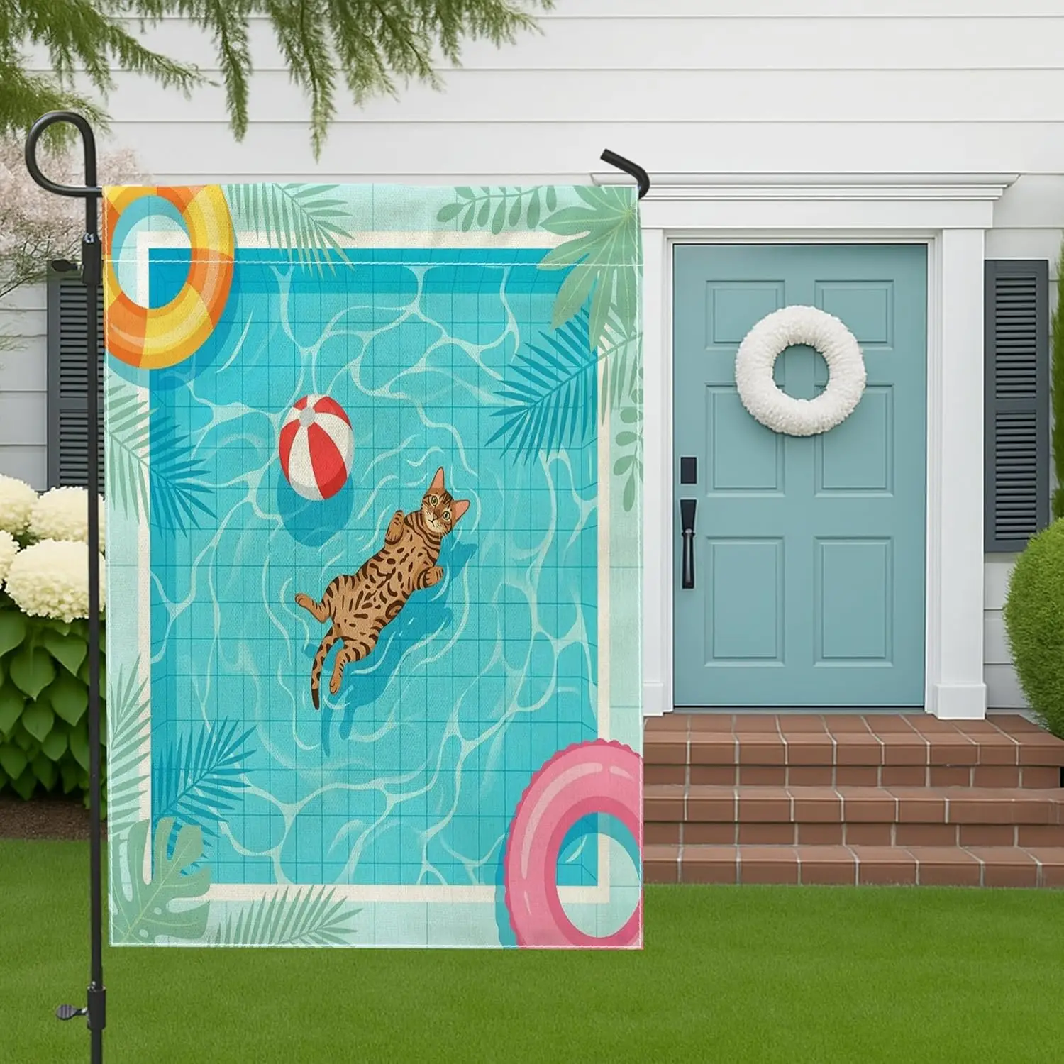 Bengal Cats Front Yard Backyard Burlap Garden Flags 12x18 Double Sided for Outdoor, Cute Pool Lifebuoys Tropical Small House AAS