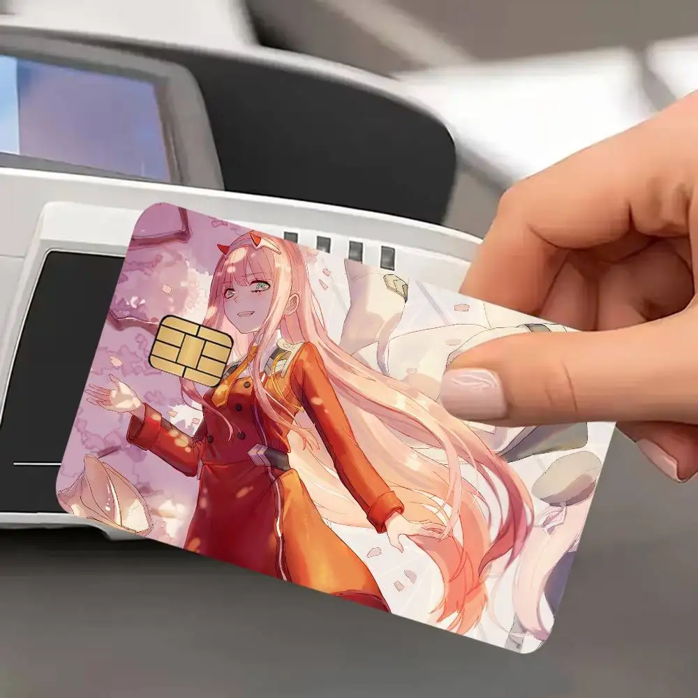 Zero Two DARLING In The FRANXX Anime Anmie Sticker Film Skin Cover for Credit Card Debit Bank Card Front