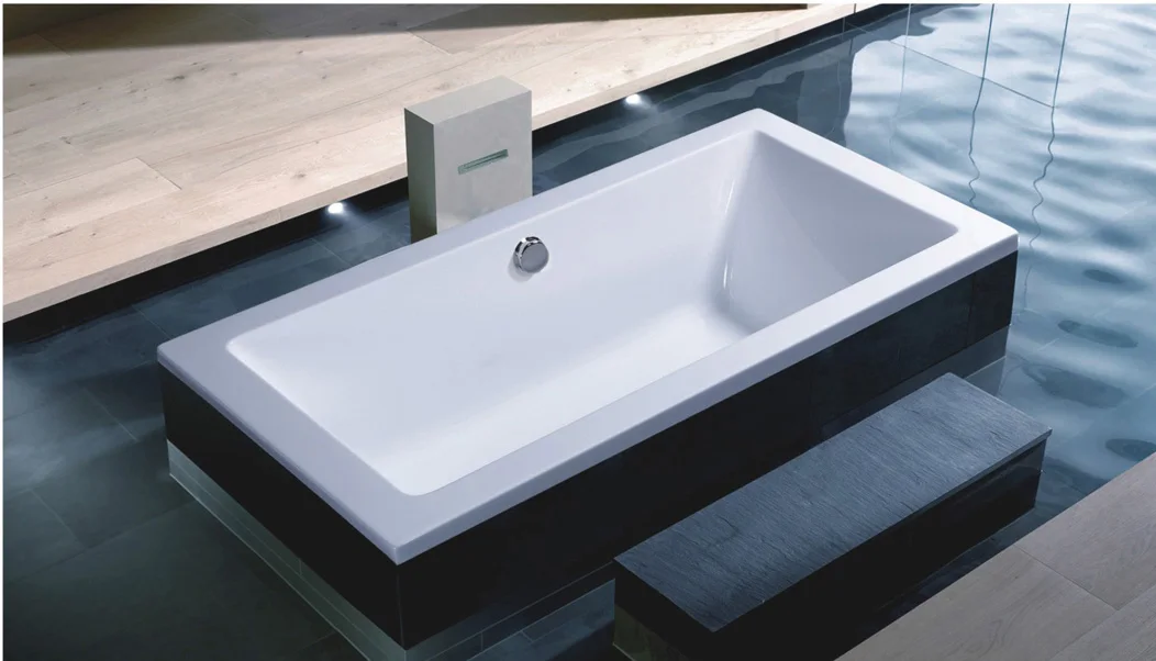 New Design Central Drain White Indoor Corner Whirlpool Bath Tub Built in Acrylic Bathtub for Adult in Bathroom