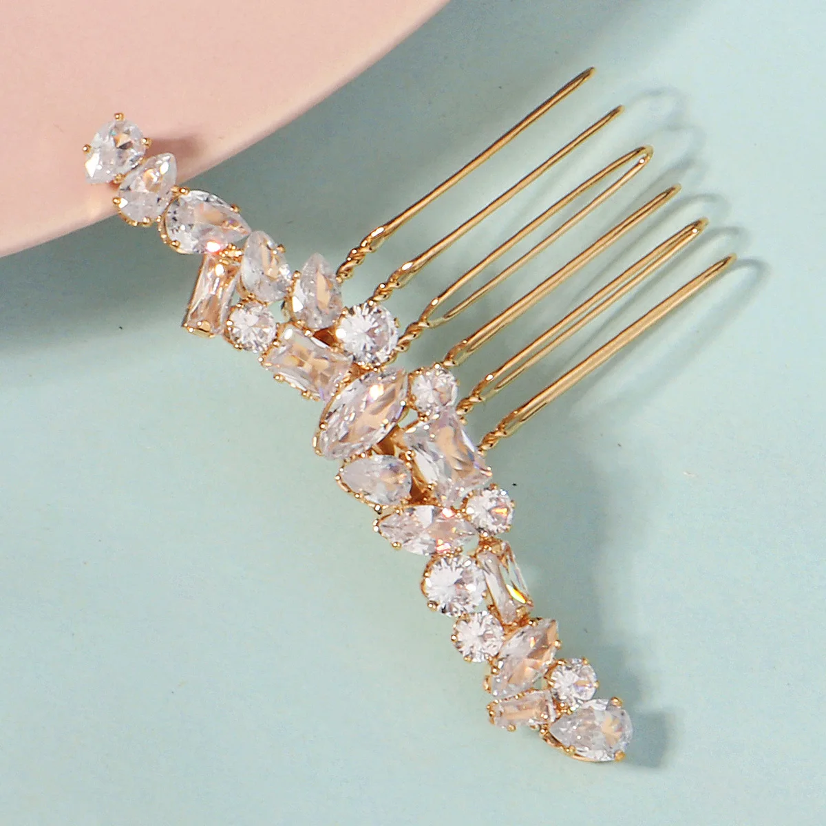 New Gold Zirconia Hair Comb Fashion Hair Clip Jewelry Bridal Wedding Headdress Hair Accessories Holiday Gifts for Friends image 4