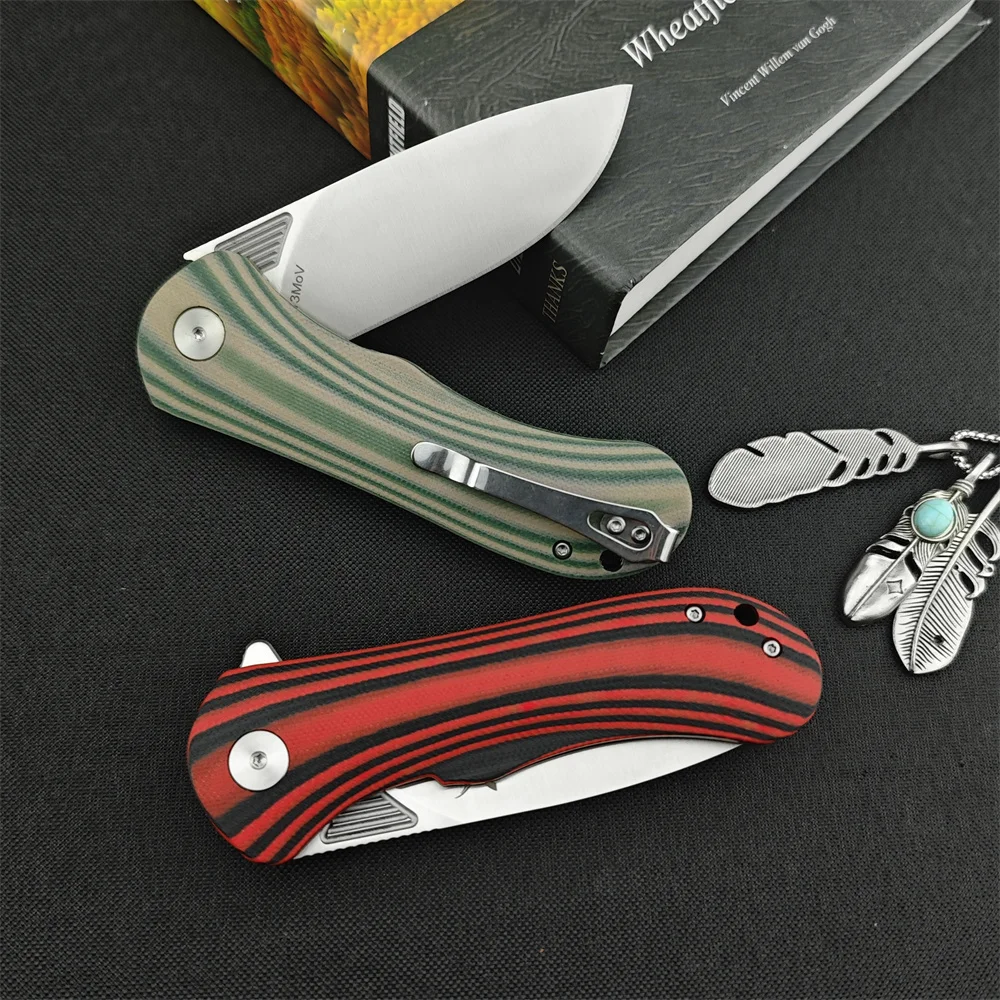 HUAAO GC001 Flipper Folding Pocket Knife 8Cr13Mov Blade G10 Handles Rescue Utility Tactical Knives Safety Hunting EDC Multitool