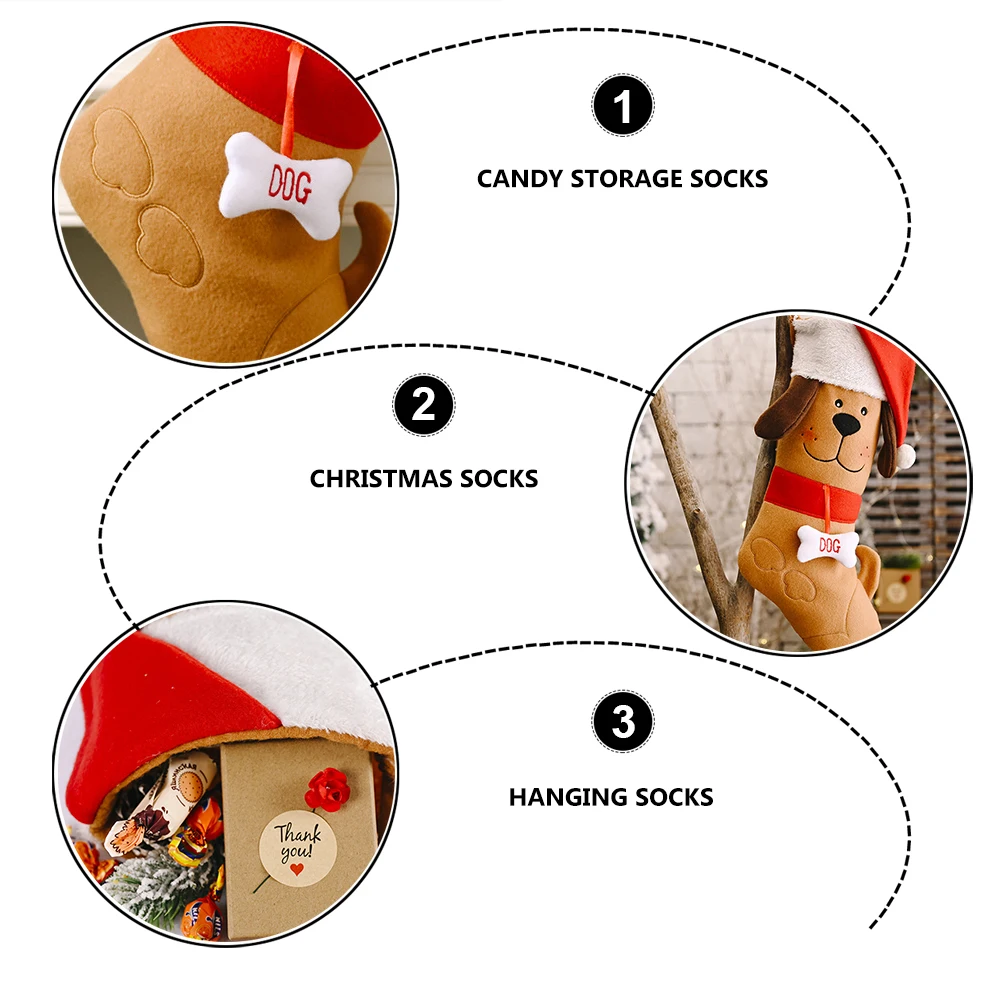 

Dog Bone Gift Socks 40x20cm Holiday Stockings Christmas Candy Storage Flannelette Large Size Pet Modeling Multi Functional Xmas