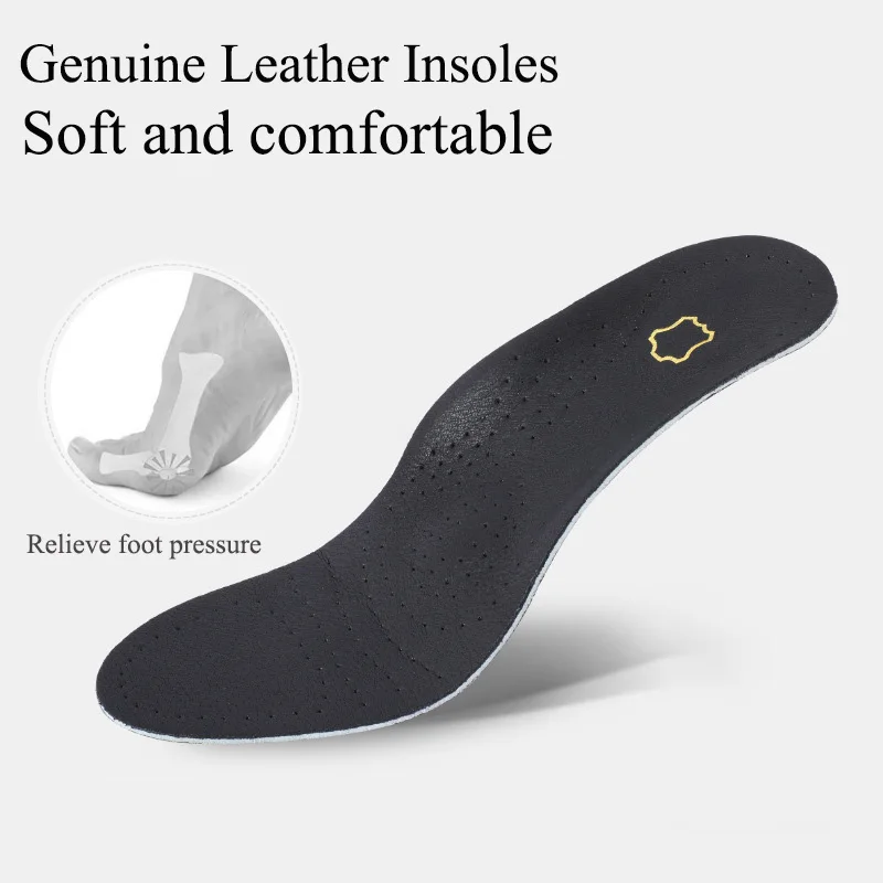 Semelle intérieure de sport en cuir véritable pour soutien de la voûte plantaire, l'offre elles intérieures en cuir de vachette, inserts de modèle de fasciite plantaire absorbant les chocs, 2 pièces, 4 pièces