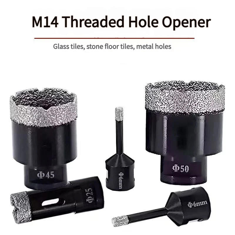 6-150mm M14 Brazed Diamond Hole Saw Drill Bit For Marble Granite Concrete Tiles Enlarging Drill Dry Drill Bit Angle Grinder