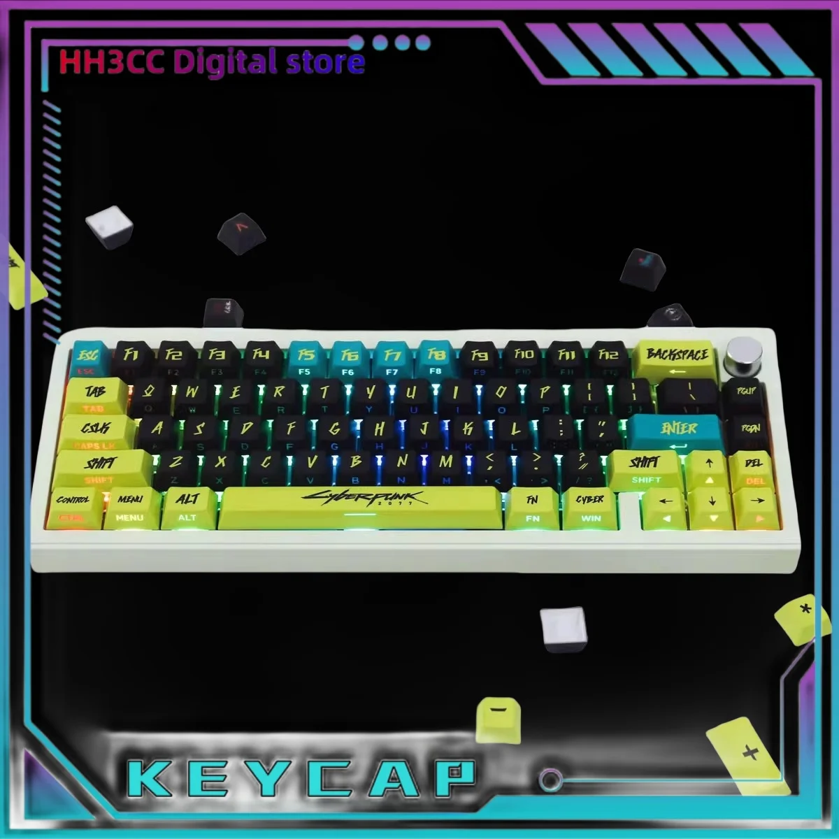 Creative Mechanical Keyboard Keycaps Cyberpunk Theme Pbt Material Side Carving Process Keycaps Tablet Laptop Keyboard Keycaps