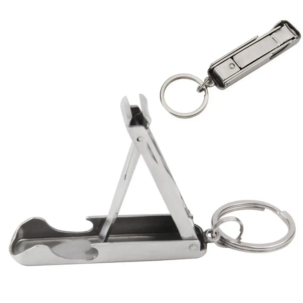 Keychain 2-in-1 Nail Clipper Stainless Steel Stylish Durable Portable Ultra-thin Bottle Opener Nail Clipper Keychain