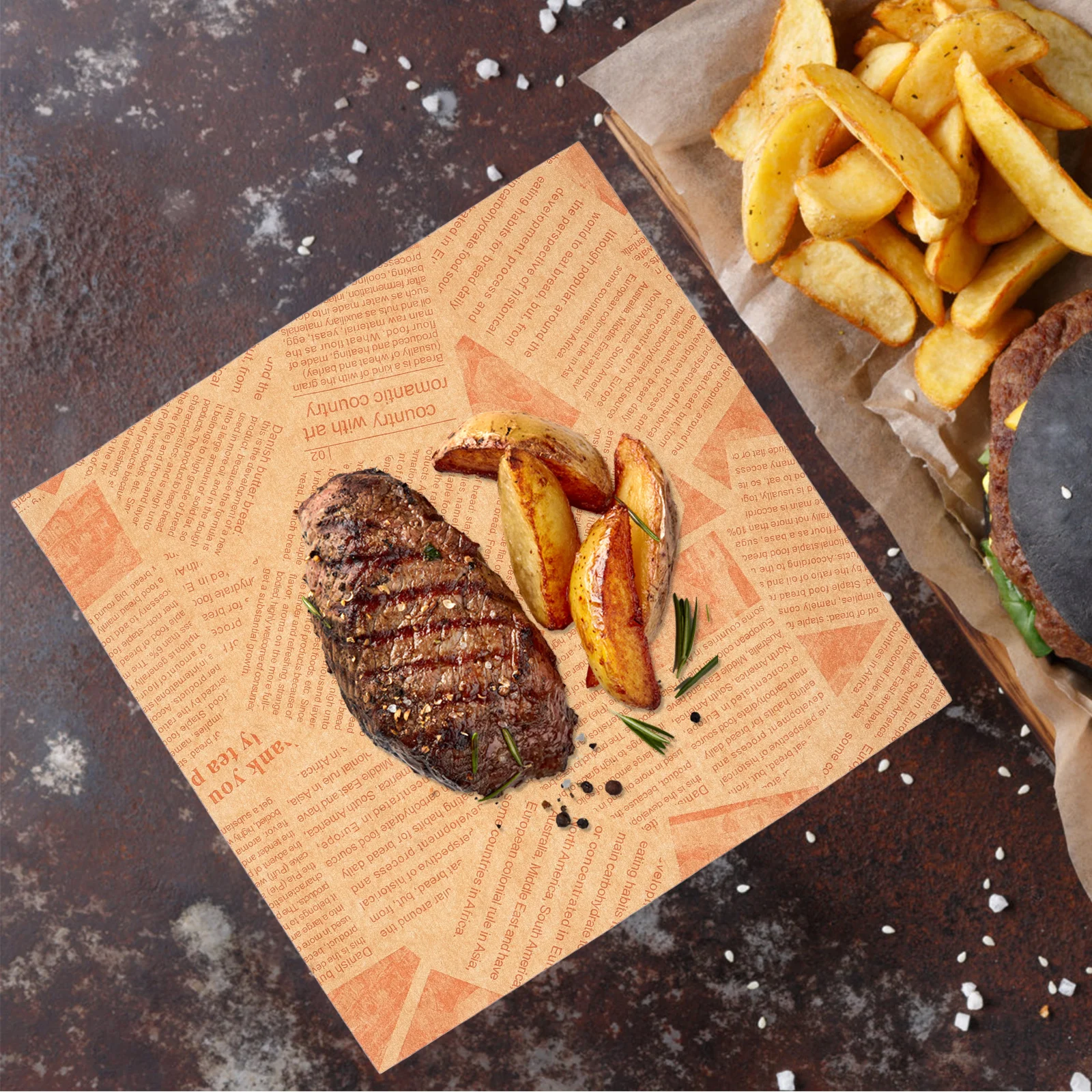 

100Pcs Oilproof Wraps Food Paper Baking Wrapping Sandwiches Chips Desserts Non-Stick Waterproof Home Use Paper