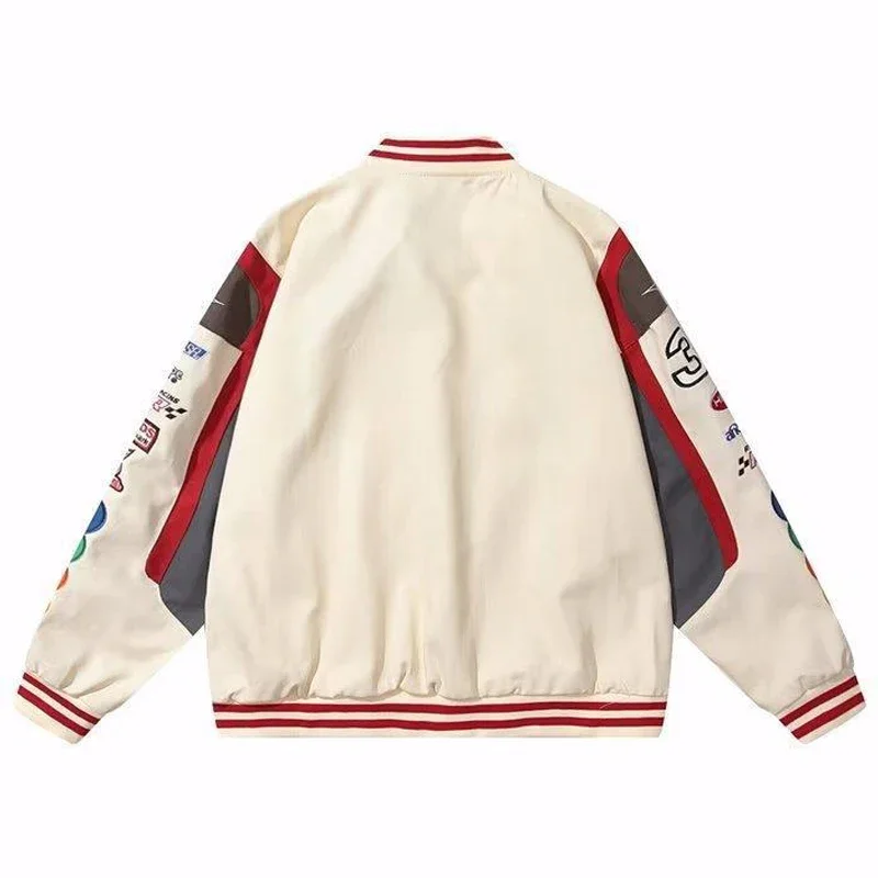 Hip Hop Baseball Jacken Männer Frauen High Street M & M Stickerei Motorrad lose Bomber Mäntel Harajuku Retro Racing Uni Jacke