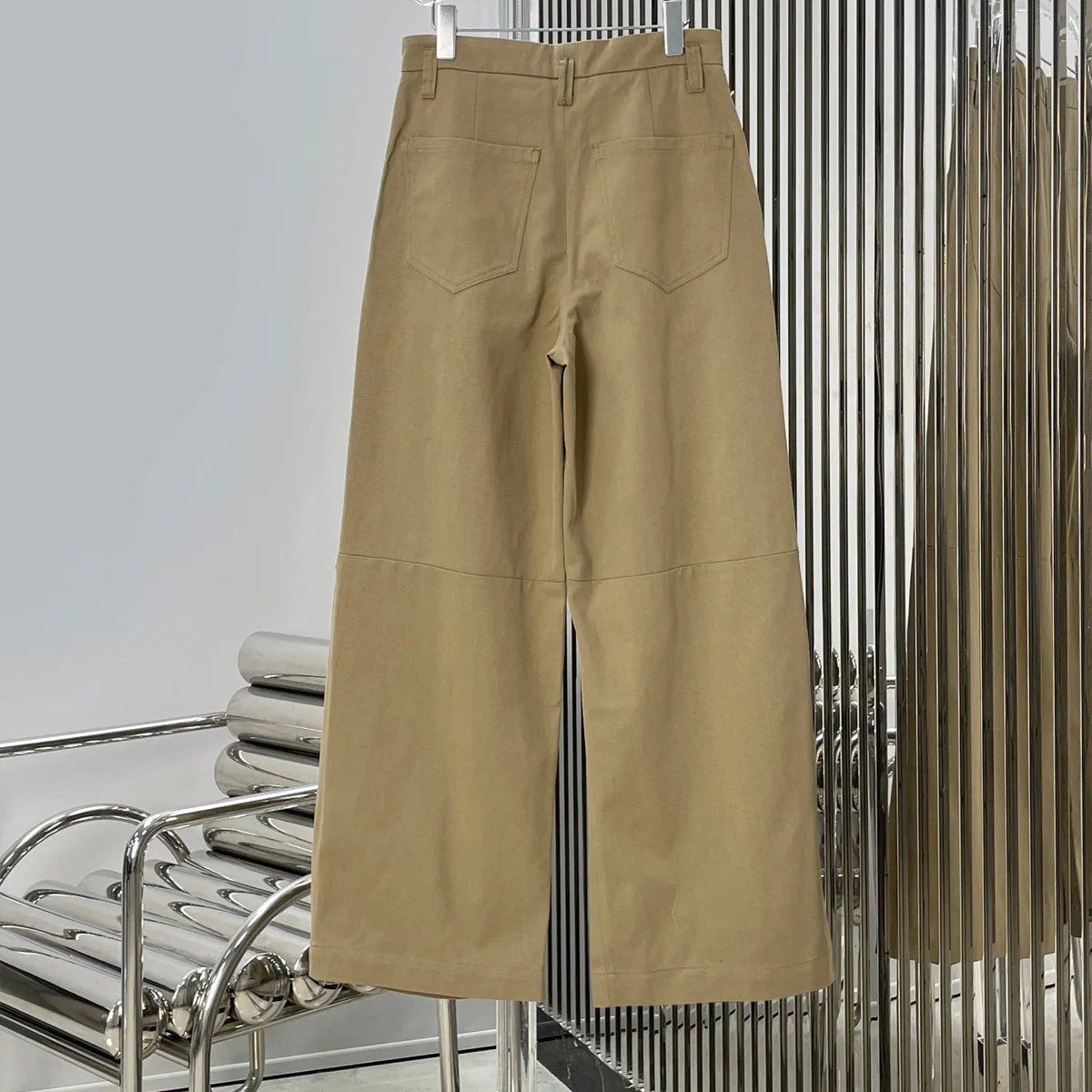 High Quality Women High Waist Wide Leg Pants Twill Fabric Pleated Front Seam Detail Solid Color Casual Long Trousers lyt127155
