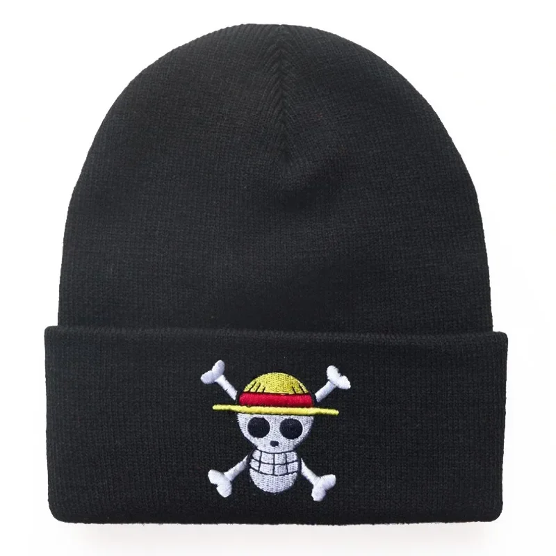 Anime One Piece Winter-Mützen Cartoon-Stickerei Strickmütze Warme Hip-Hop-Ski-Skullies-Kappen für Männer und Frauen Geschenk-Spielzeug