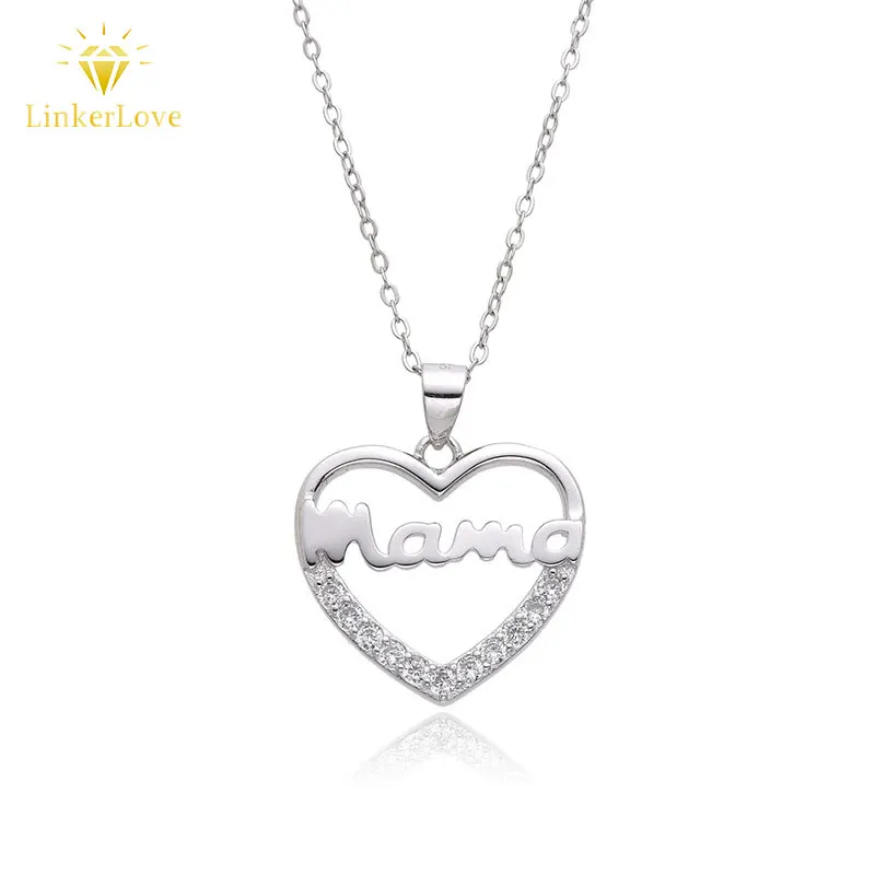 

LinkerLove S925 Sterling Silver Heart Pendant Necklace for Women Gold Plated Clavicle Chain Mothers Day Jewelry Gift for Mom