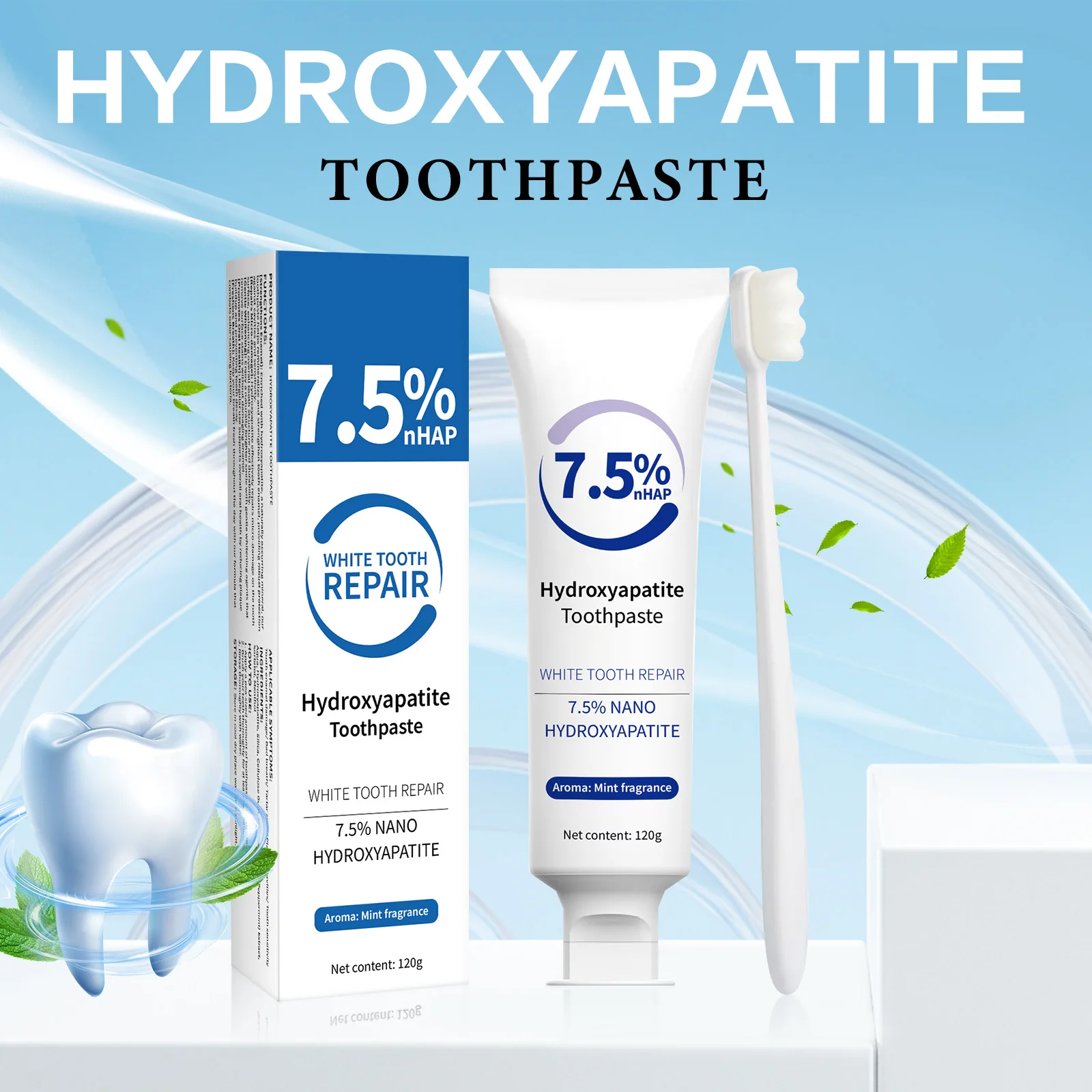 

120g Hydroxyapatite Toothpaste Whitening Toothpaste Gentle Mint Breath Refreshing Intensives Stain Removal Tooth Paste Oral Care