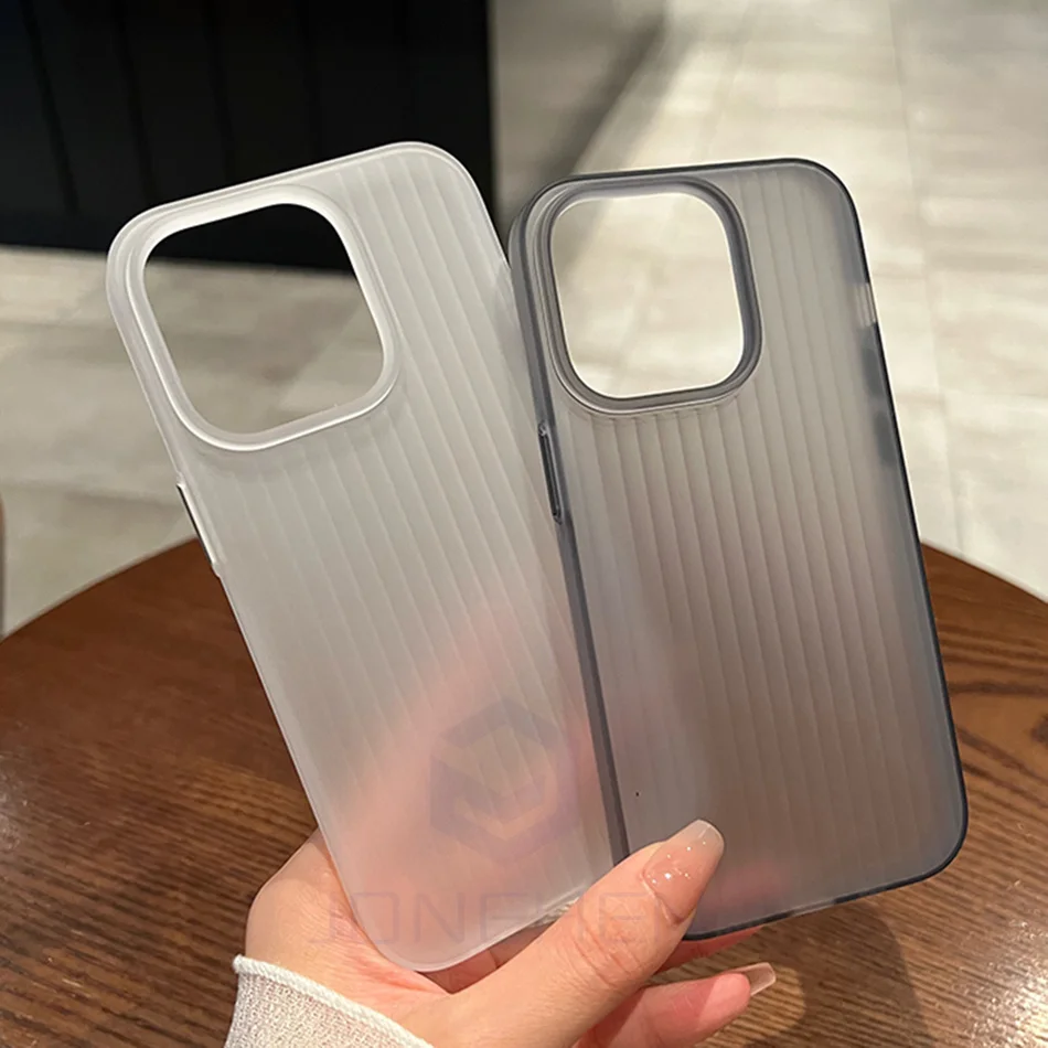 Luxus Wellpappe Muster matt klar Fall für iPhone 15 plus 14 13 12 16 Pro Max schlanke kreative Welle transparente harte Rückseite