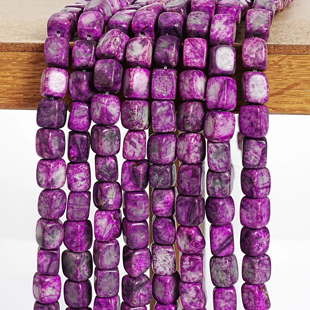 9x7mm Purple Simulated Sugilite Square Cushion Beads Polished Sugar Cube Loose Beads for Jewelry Making DIY Bracelet Necklace