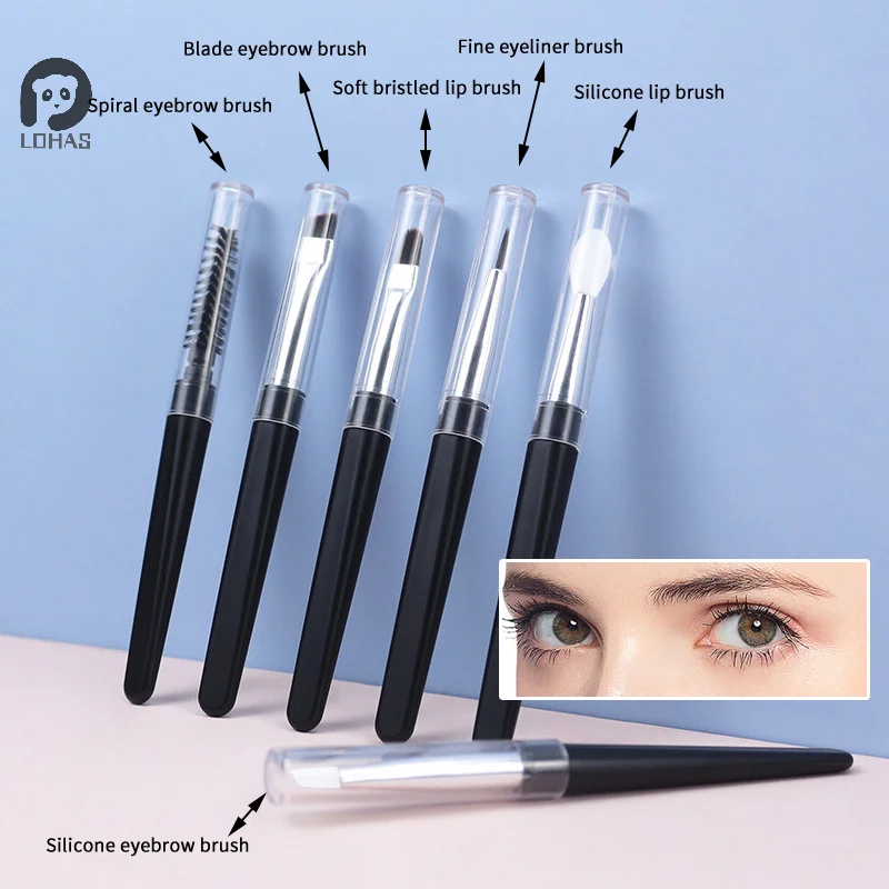 1PC Portable Eyeshadow Makeup Brushes Travel Size Makeup Brushes Eyebrow Silicone Glit Essential Cosmetic Tools With Lid