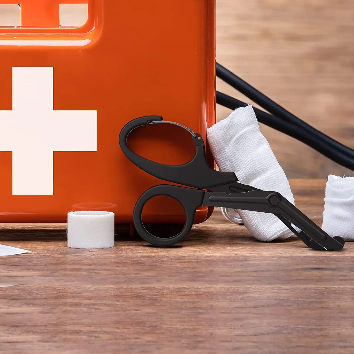 Trauma-Schere, medizinische Schere mit Karabiner, Edelstahl-Verbandschere für Krankenschwestern, Ärzte, Krankenpflegestudenten, Erste Hilfe – Detail 7