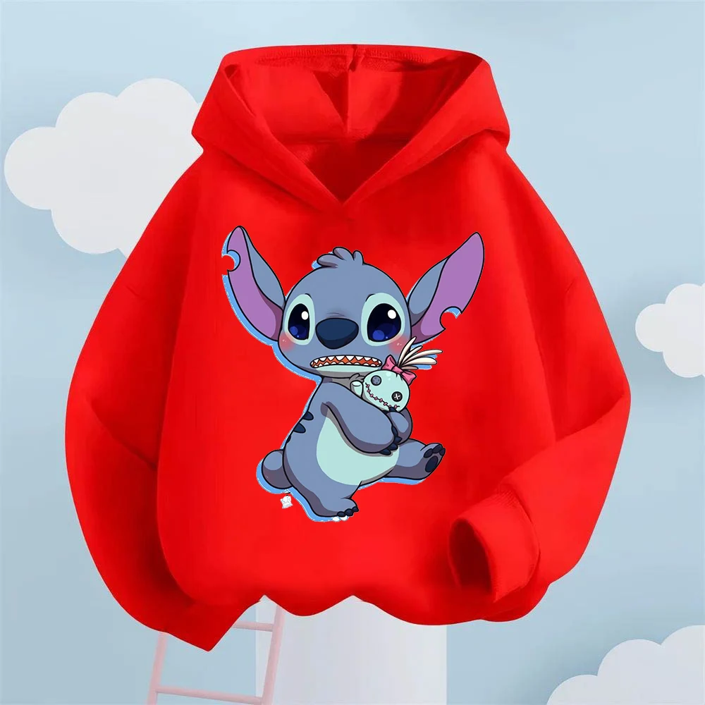 Cute Stitch cartoon hoodie for kids Kawaii designs long-sleeved winter sweatshirt fashion warm children\'s tops for Disney