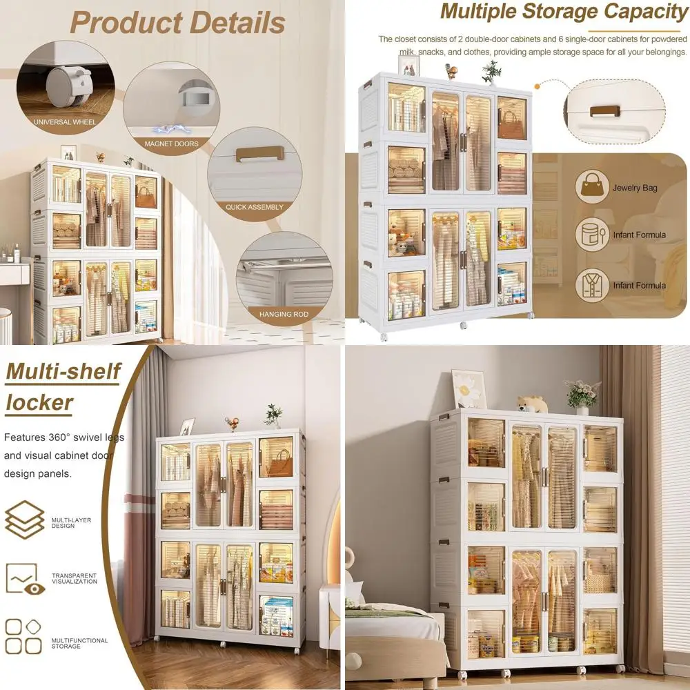 

Компактный органайзер для гардероба с 10 отделениями, 2 штангами для подвешивания и 16 вешалками для удобного хранения