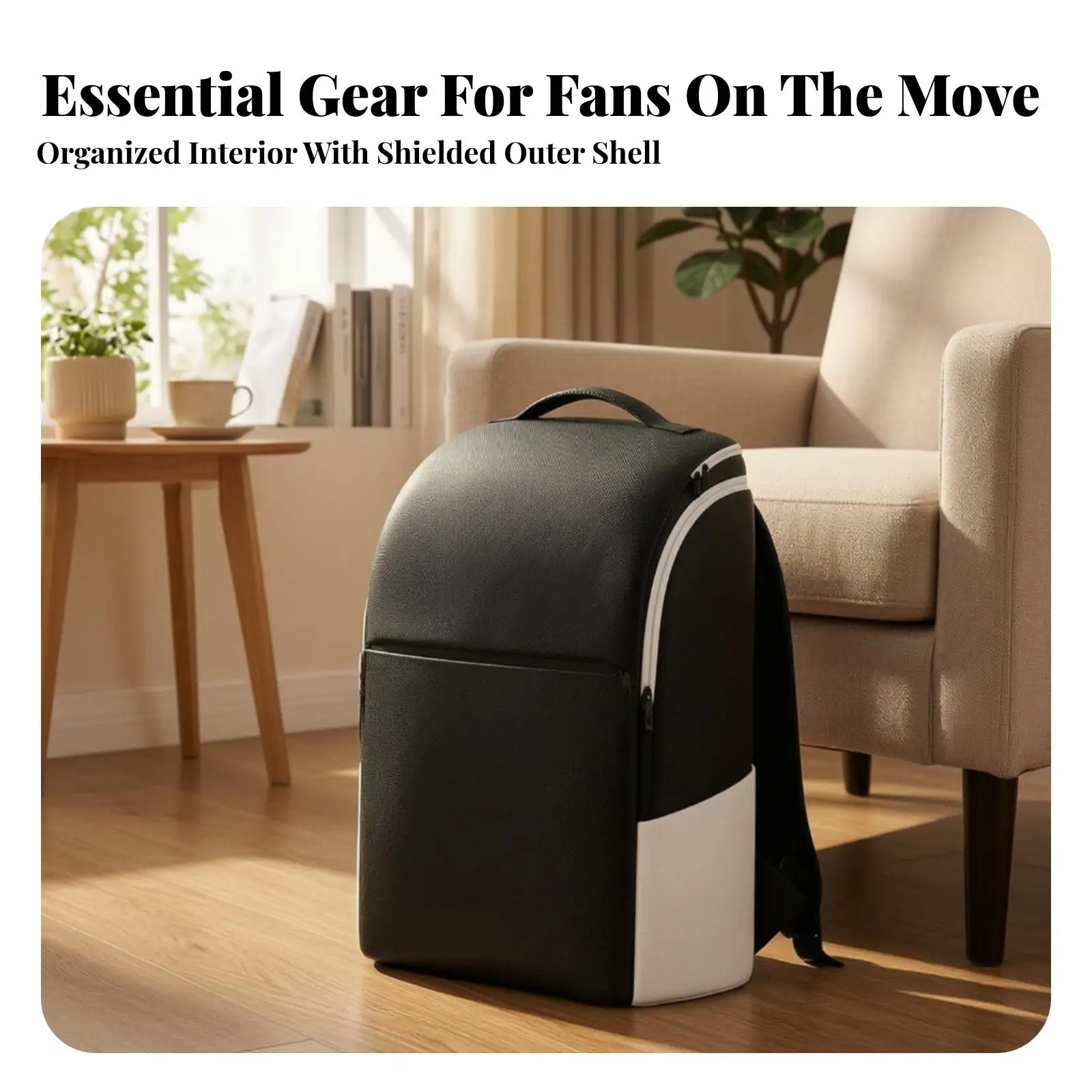Wear Resistant Leather Backpack Case for PS5 Console with Shoulder Straps and Spacious Main Compartment
