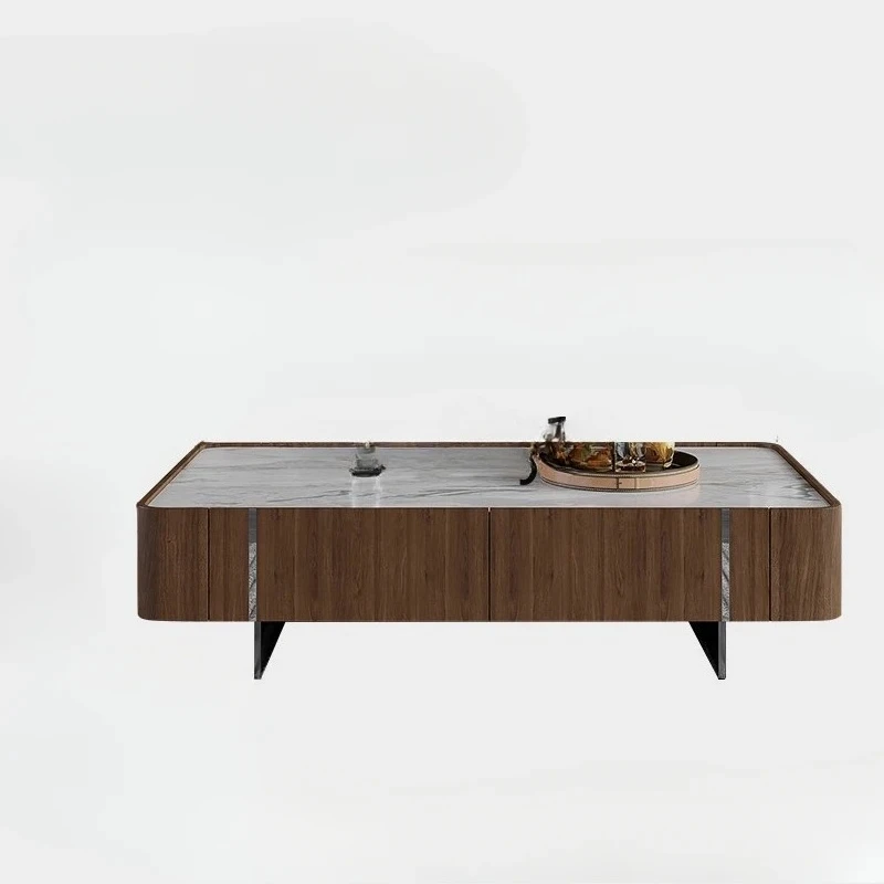 

Italian minimalist marble square coffee table combination, modern light luxury designer