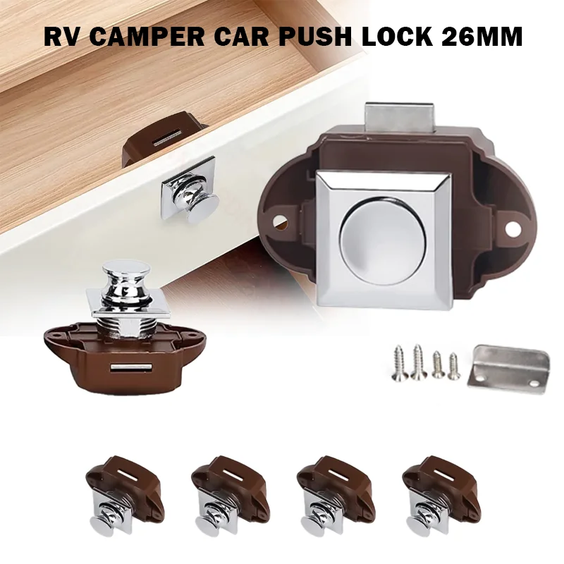 

TYTXRV 10 Pack RV Camper Car Push Lock 26mm RV Drawer Latch Cabinet Locks Keyless Push Button Latches for Motorhome Yacht Boat