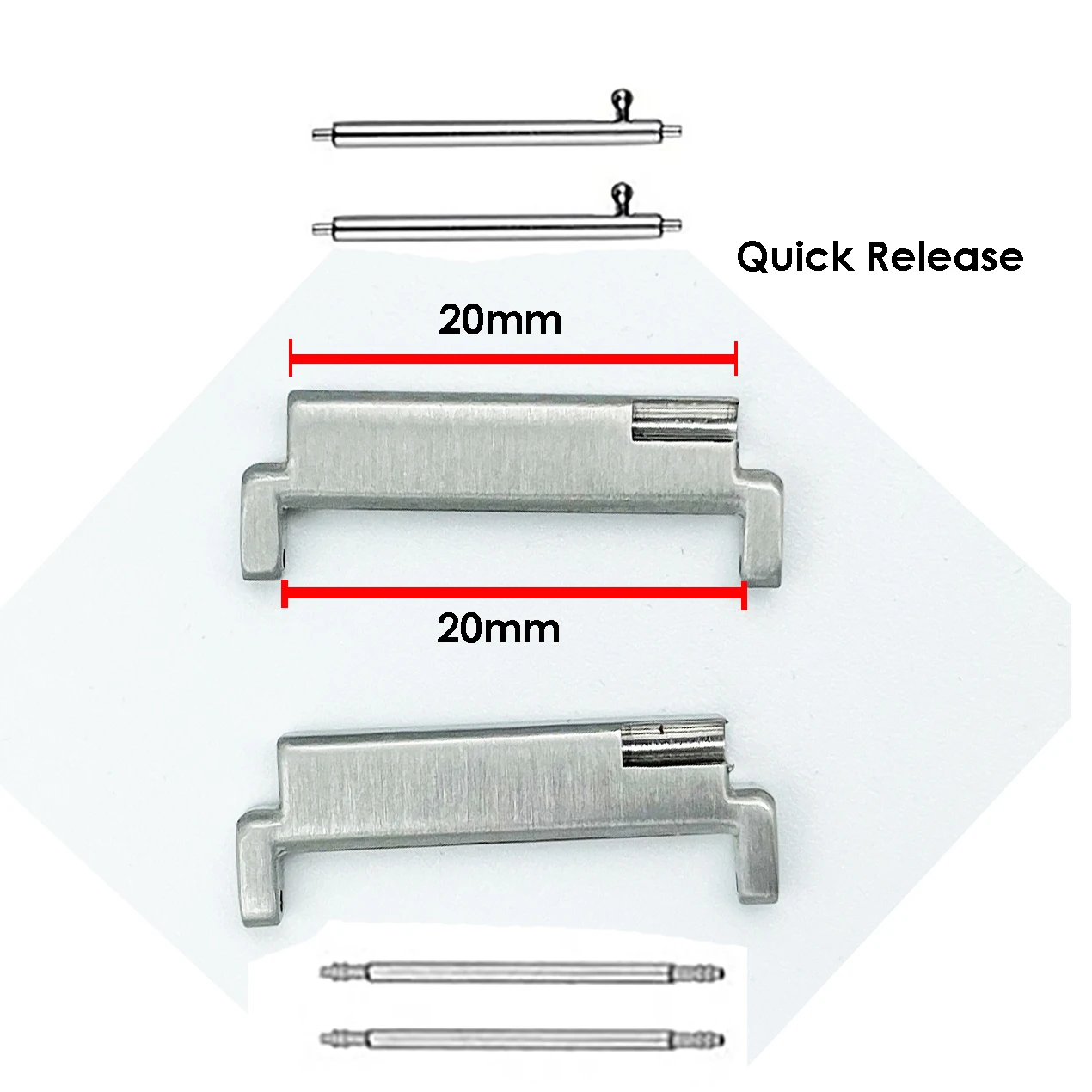 接続された時計バンドアダプター,スプリングバー,クイックリリースピン,20mm-22mm,20mm-20mm,22mm-22mm