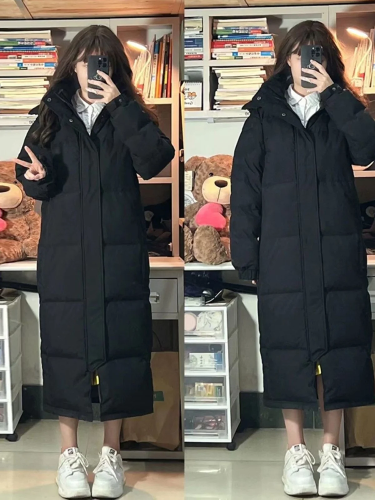 Bla Long Thiened down Jaet mujer invierno nuevo Sle estudiante versión coreana abrigo Fem College Sle Commute Sle