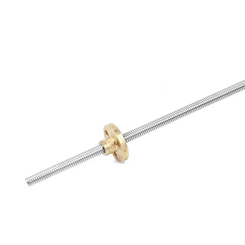 304 stainless steel T6 screw length 100 to 550mm lead 1mm 2mm 4mm 6mm 12mm trapezoidal spindle 1pcs With brass nut