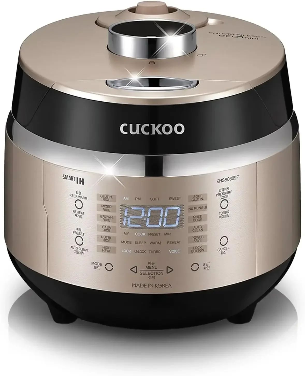 CUCKOO CRP-EHSS0309FG 3-Cup (Uncooked) / 6-Cup (Cooked) Induction Heating Pressure Rice Cooker with Nonstick Inner Pot, 16 Menu