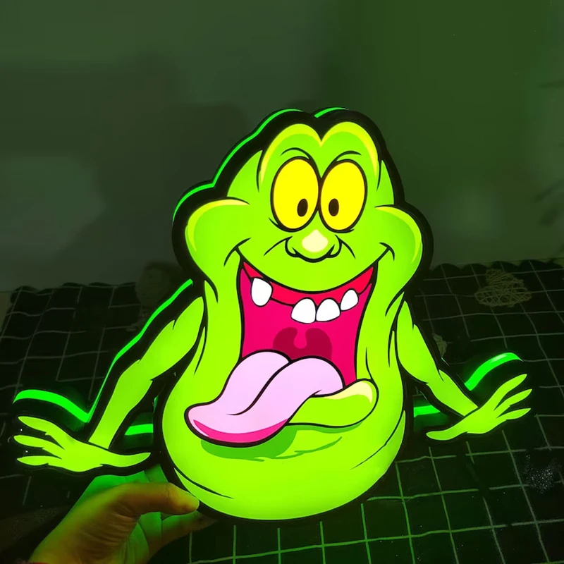 Ghostbusters Slimer LED Lightbox Sign Playroom Games Club Decoration Wall Art Decor 3D Print Nightlight Gamer Personalized Gifts