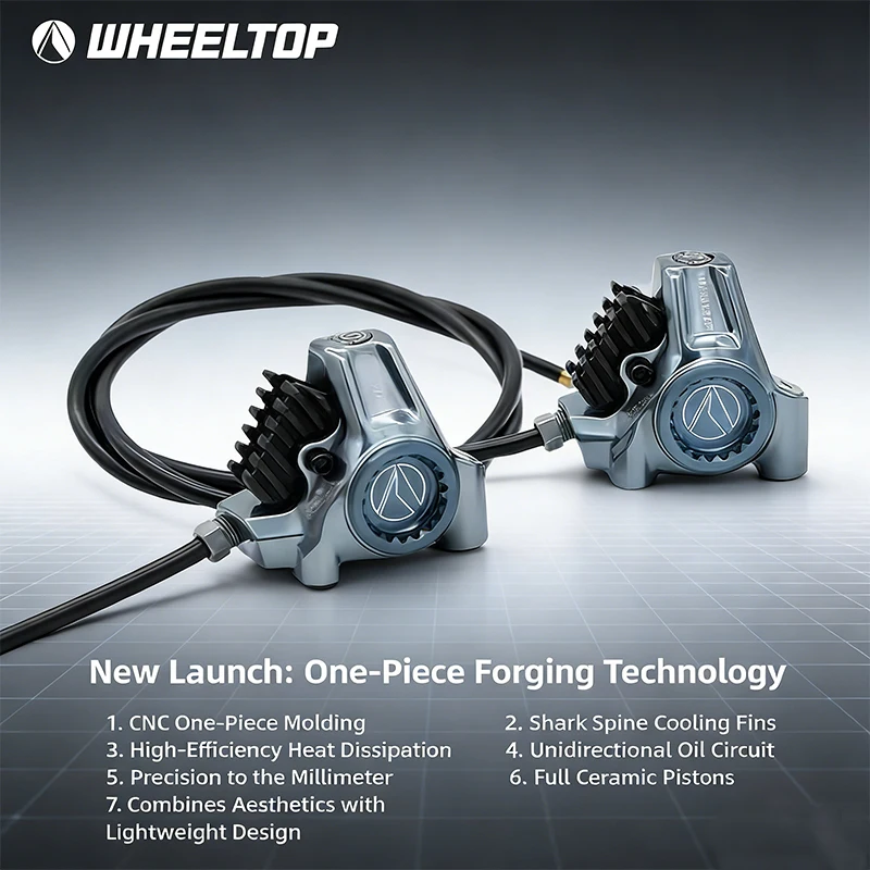 

Wheeltop 7800PRO Ceramic Hydraulic Disc Brake Caliper – Blue-GreyOne-Way Oil Circuit Heat-Dissipating Pads for MTB & Road Bikes
