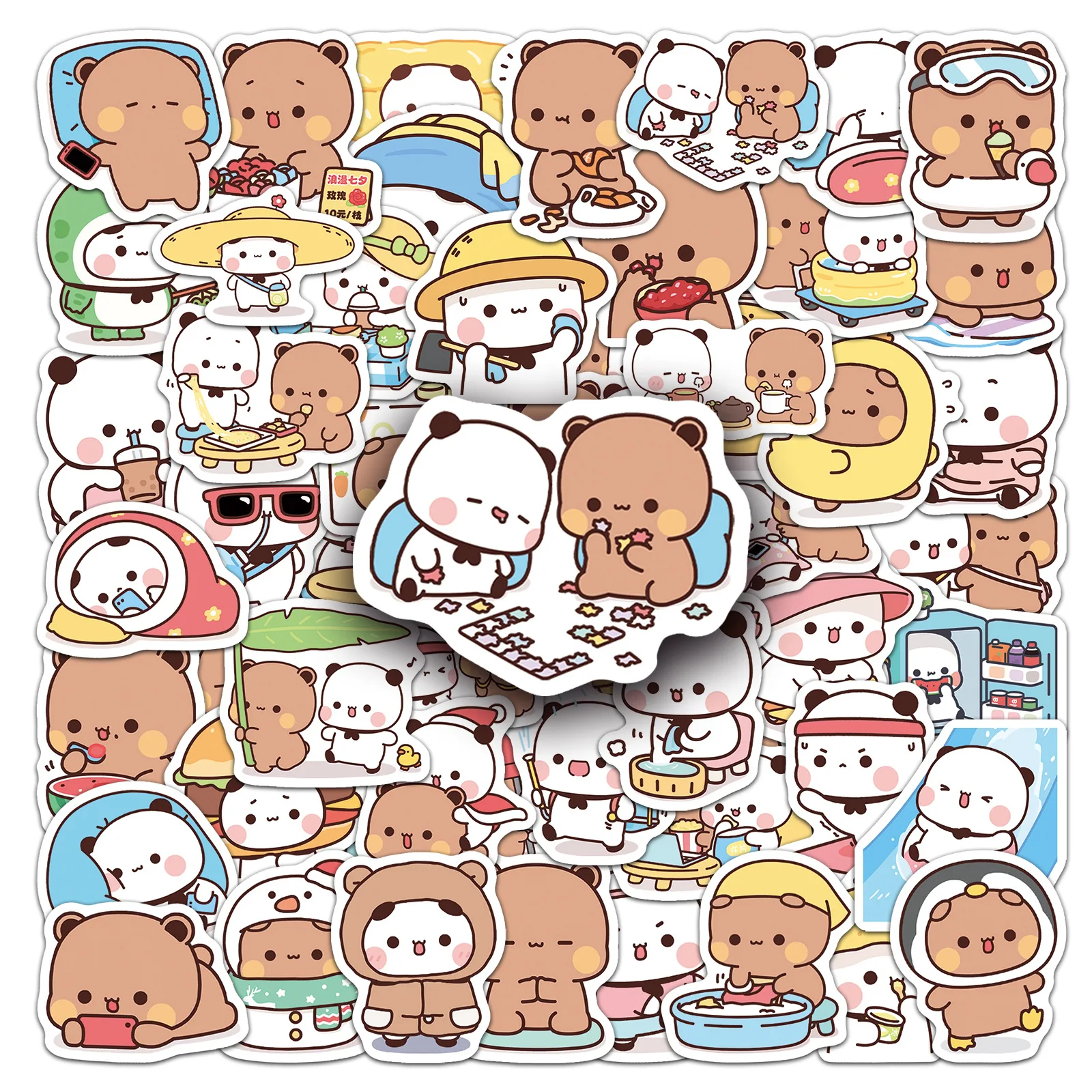 10/60PCS Panda Cute Bear and Panda Stickers Cute Bear Bubu Dudu Decal Fun DIY Laptop Phone Guitar Cup Wardrobe Scrapbook