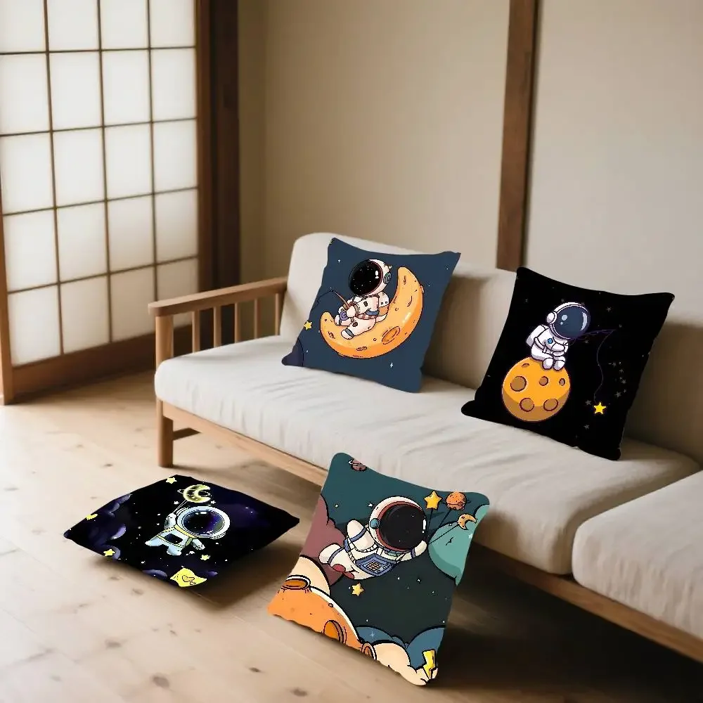 Outer Space Moon Astronaut Pillow Case Pillow Cover Cushion Case For Sofa Couch Polyester Pillowcase For Fall Home Decor