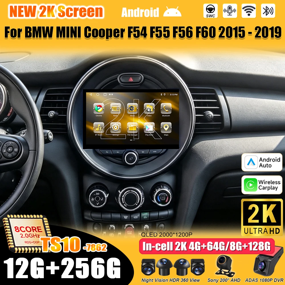 Android 16 For BMW MINI Cooper F54 F55 F56 F60 2015 - 2019 Car Radio Stereo Head Unit Multimedia Video Player GPS Navigation RDS