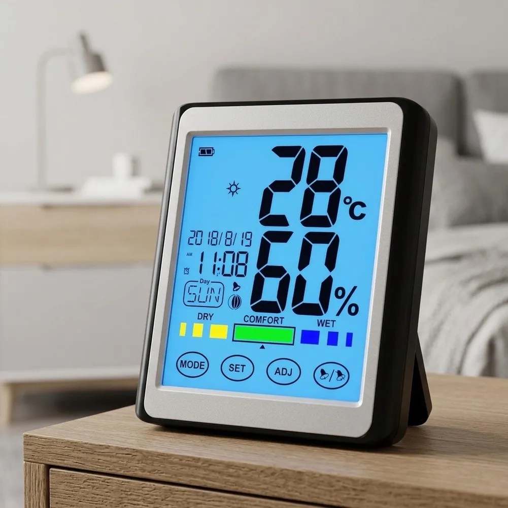 Lcd Room Sensor Indoor for temp Humidity Monitor For Daily Climate Check Magnetic Back Design Foldable Stand Support