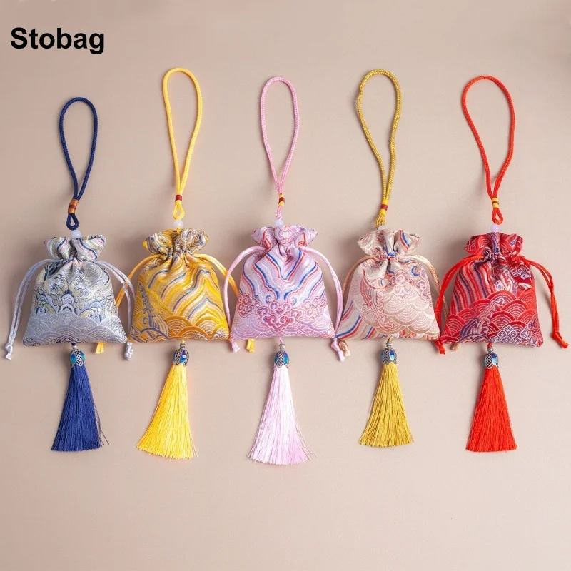 

StoBag 20pcs Chinese Sachet Drawstring Hanging Bag Silk Cotton Gift Jewelry Package Storage Pocket Reusable Pouch Decoration